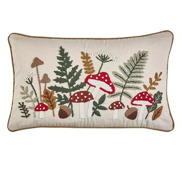 Embroidery Woodland Cushion Natural 30x50cm