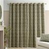 Chenille Leaves Green Curtains Eyelet 90x90