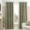 Chenille Leaves Green Curtains Eyelet 90x90