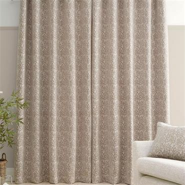 Chenille Leaves Natural Curtains Eyelet 90x90
