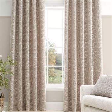 Chenille Leaves Natural Curtains Eyelet 90x90