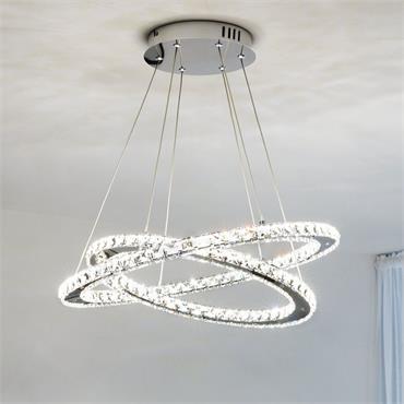 Varrazo Pendant Light Chrome Crystal Led