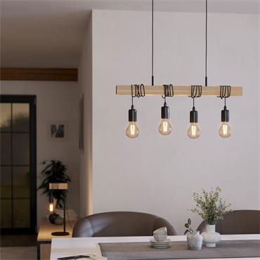 Eglo Townshend 4 Wooden Pendant Hanging Lights