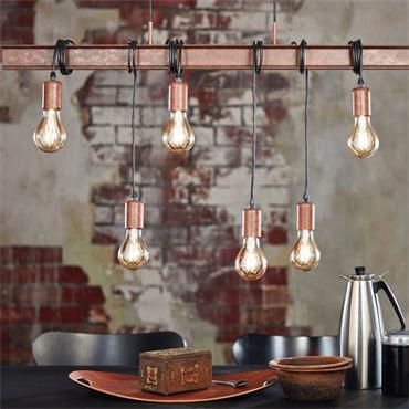 Eglo Townshend 6 Pendant Light E27 Antique Brown