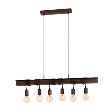 Eglo Townshend 6 Pendant Light E27 Antique Brown