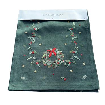 Embroidered Wreath Trail Runner Green