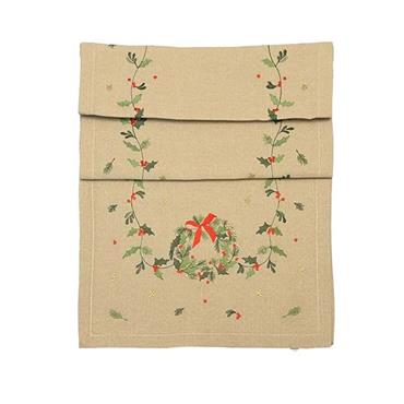 Embroidered Wreath Trail Runner Natural