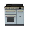 Rangemaster Estel Deluxe 90cm Dual Fuel Range Cooker Misty Blue/antique Brass