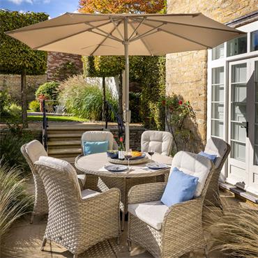 Hartman Eton Premium Round 6 Seater Set with Parasol & Base