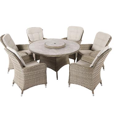 Hartman Eton Premium Round 6 Seater Set with Parasol & Base