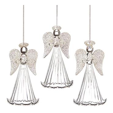 Premier Glass Angel Glitter Wings Hanging Decoration