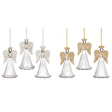 Premier Glass Angel Glitter Wings Hanging Decoration