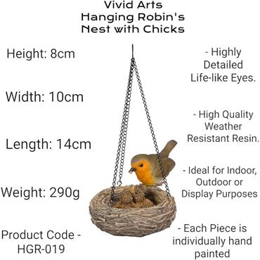 Vivid Arts Hanging Robin's Nest Ornament With Chicks