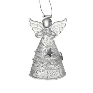 Glass Angel With Silver Star Skirt