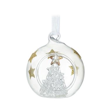 Glass Bauble With Glass Christmas Tree 4cm
