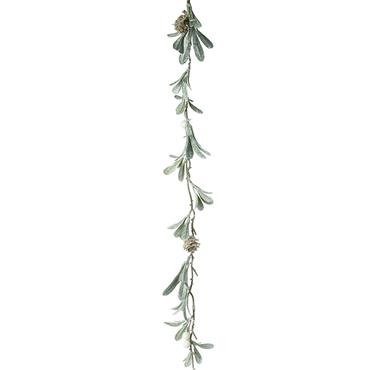 Pale Green Leaf Garland With Pinecone 110cm