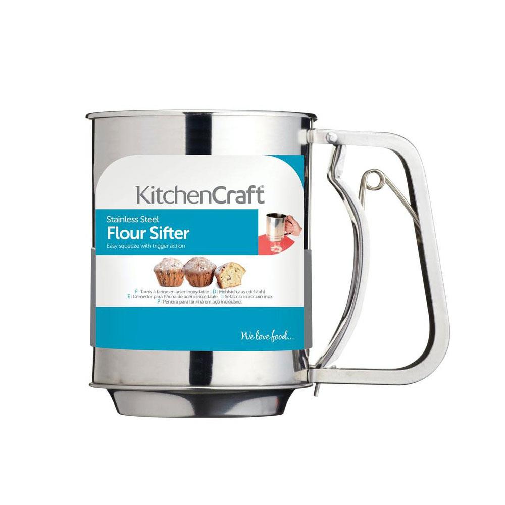 KitchenCraft Stainless Steel 3 Cup Trigger Action Flour Sifter