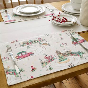 Christmas Town Natural Place Mats Pack Of 4