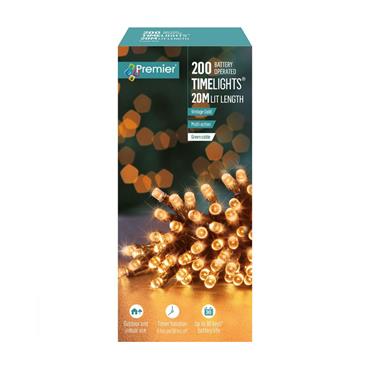 Premier 200 Leds Multi Action Battery Lights With Timer Vintage Gold
