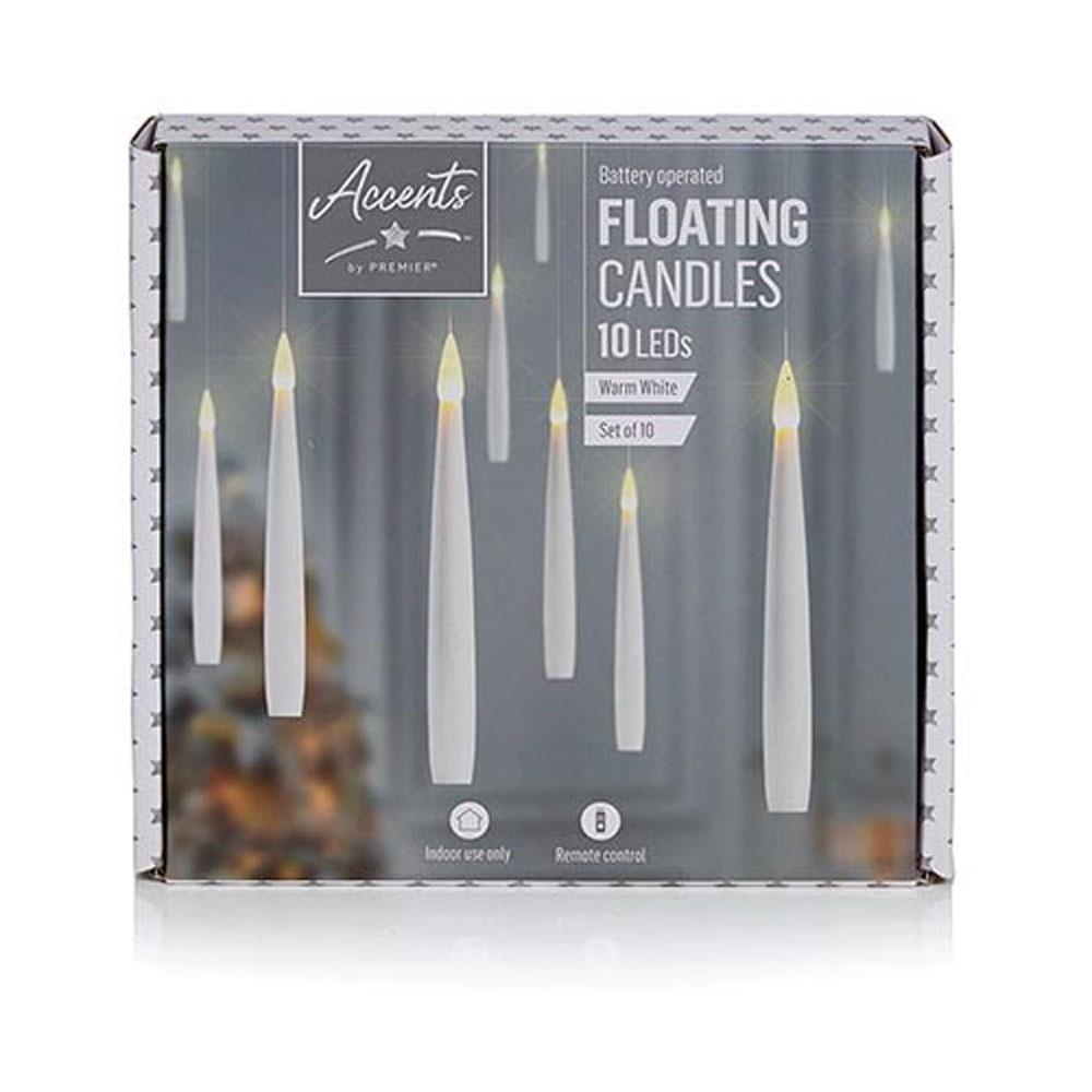 Premier 10 White Battery Operated Floating Candles 15Cm Stakelums