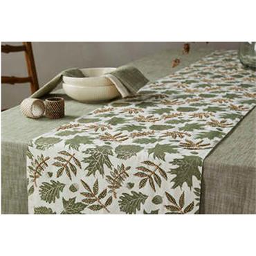 Walton & Co Leaf Runner 40 x 180cm.   Lined Cotton with beading embellishment