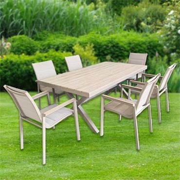 Lioni Aluminium & Polywood Rectangle 6 Seater Set