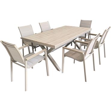 Lioni Aluminium & Polywood Rectangle 6 Seater Set