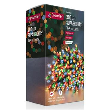 200 Multiaction Led Supabrights With Timer Multi Colour