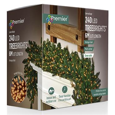 Premier 240 Garland Multiaction Led Treebrights With Timer Vintage Gold