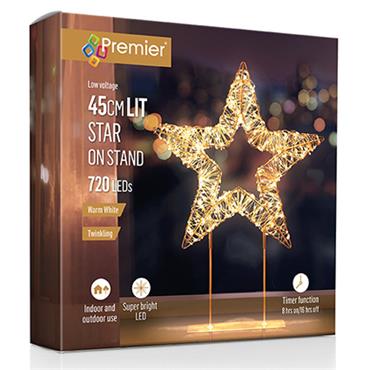 Premier Twinkling Rose Gold Table Top Star 45cm