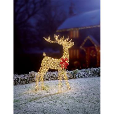Premier Golden Twist Standing Reindeer 300 Warm White Led 1m