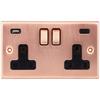 Cesco Copper 2 Gang 13a Socket With Usb A+c