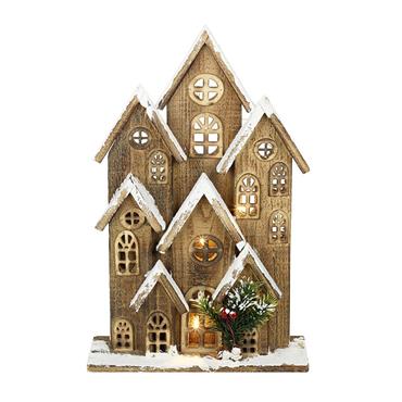 Large Wooden Light Up House 42cm