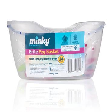 MINKY BRITE PEG BASKET with 24 SOFT GRIP PEGS