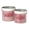 Candy Cane Round Metal Buckets Set
