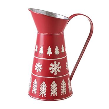 Red Metal Jug With Snowflake Design