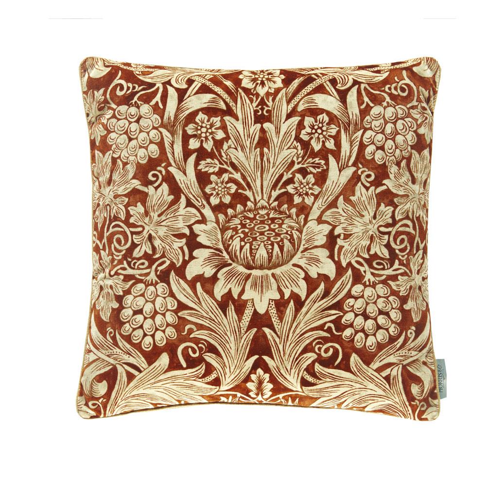 Morris & Co Sunflower Velvet Cushion Saffron Vellum Stakelums Home