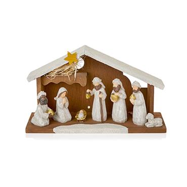 Premier Nativity Scene With Wood House 30cm 7 Piece
