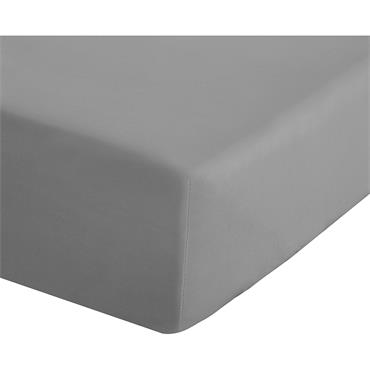 Percale Non Iron Grey Deep Fitted Sheet