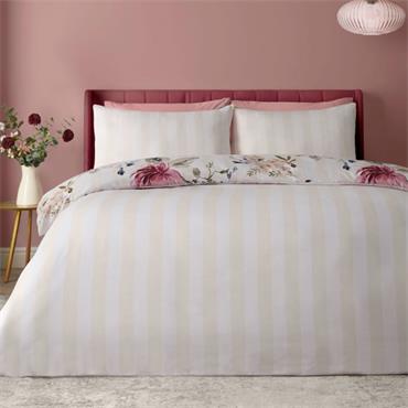 Floral Stripe Cream Quilt Set