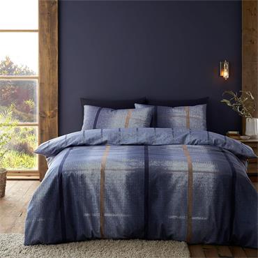 Brushed Cotton Melrose Tweed Check Blue Duvet Set
