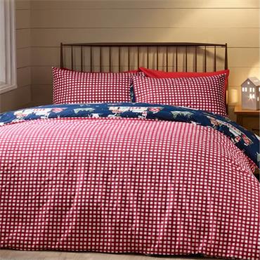 Christmas Ski Village Blue Quilt Set
