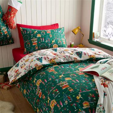 Christmas Fairground Green Quilt Set