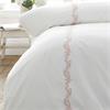 Camille Embroidered Floral White Pink Quilt Set
