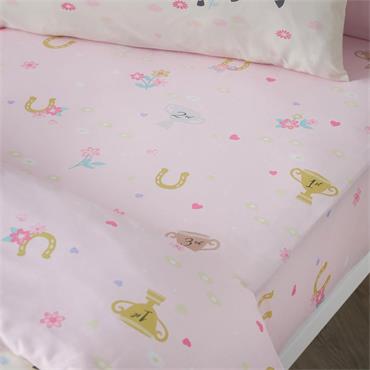 Happy Horses Pink Fitted Sheet