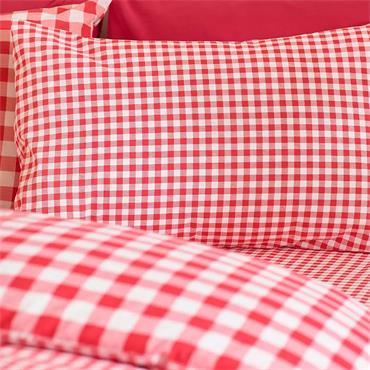 Bamford Gingham Check Red Quilt Set