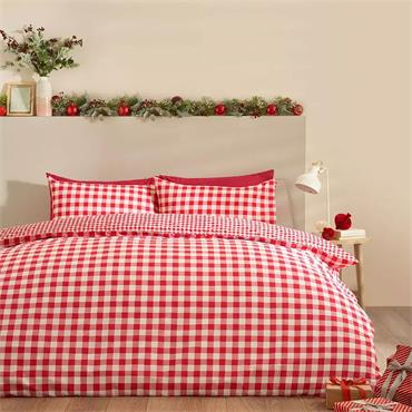 Bamford Gingham Check Red Quilt Set