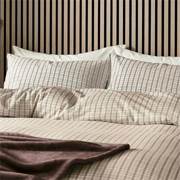 Calcio Tranquil Check Chocolate Duvet Set 