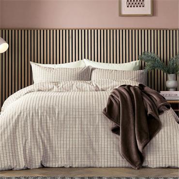 Calcio Tranquil Check Chocolate Duvet Set 