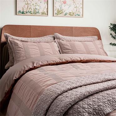 Bedeck Of Belfast Woven Waffle Stripe Pink Duvet Set